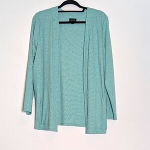 J.Jill‎ Wearever Collection Teal Green Speckled Open Caedigan M